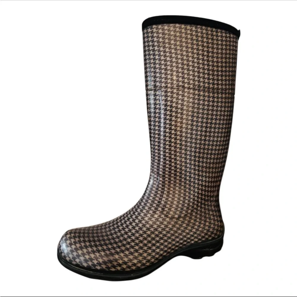 Women’s Ollie Houndstooth Pattern Rain Boots Size 9